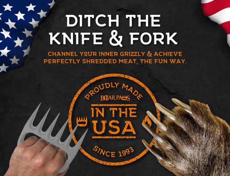 Bear Paws Meat Claws - The Original Meat Shredder Claws for Pulled Pork, USA Made - Easily Lift, Shred, Pull and Serve Pork, Chicken, Brisket and Turkey - Gift for Dad on Christmas! (Gray) - Image 5